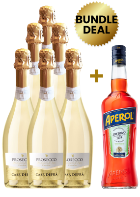 6 Btls Casa Defra Prosecco Doc Brut 75 Cl + 1 Btl Aperol Aperitivo 1L Free